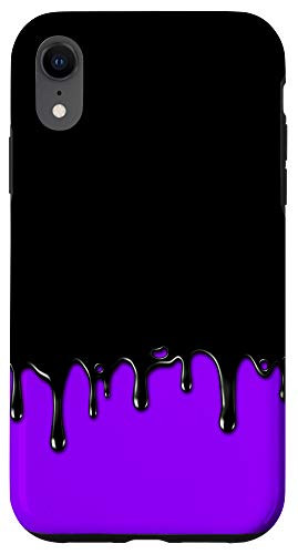 iPhone XR Dripping Paint Black and Purple Case
