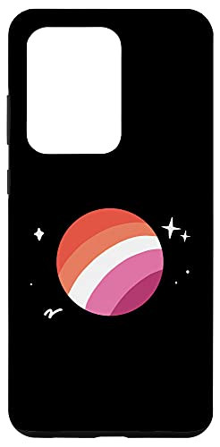 Galaxy S20 Ultra Lesbian Planet LGBTQ Orange Pink Pride Flag Aesthetic Space Case