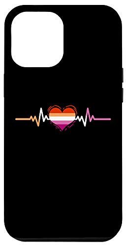 iPhone 12 Pro Max Lesbian Heartbeat Orange Pink Lesbian Pride Case