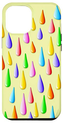 iPhone 12 Pro Max Cute Fun Multi Color Paint Drops On Yellow Case