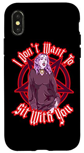 iPhone X-XS Dark Blackcraft Goth Girl I Don't Want To Sit with You Emo Case