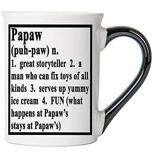 Cottage Creek - Papaw - Papaw Mug - Large 18 Ounce White Ceramic Coffee Mug With Black Handle - Papaw Gifts