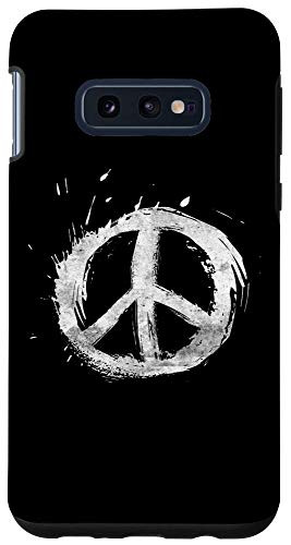 Galaxy S10e Retro Peace Sign White Paint Splatter Design Hippie Boho Case
