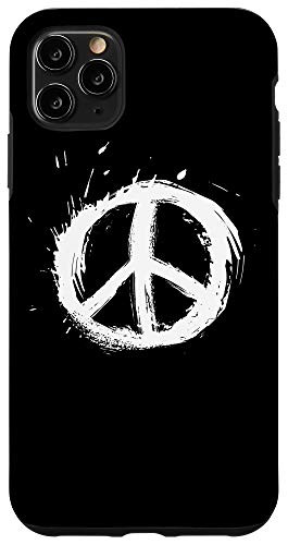 iPhone 11 Pro Max Peace Sign White Paint Splatter Design Hippie Love Peace Case