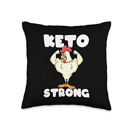 Hilarious Low Carb Keto Diet Designs Keto Strong Chicken Ketogenic Diet Hilarious Fitness Throw Pillow 16x16 Multicolor