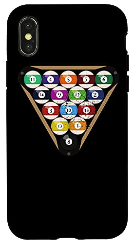 iPhone X-XS Funny Billiards Cue Rack Snooker Pool Player Distressed Case