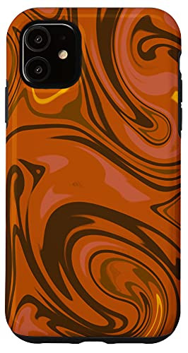 iPhone 11 Orange Brown Yellow Retro Sunset Paint Swirl Abstract Case