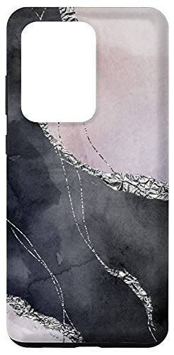 Galaxy S20 Ultra Abstract Purple Black Silver Watercolor Paint Trendy Phone Case