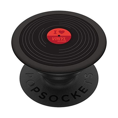 I Heart Vinyl Records PopSockets PopGrip- Swappable Grip for Phones  and  Tablets