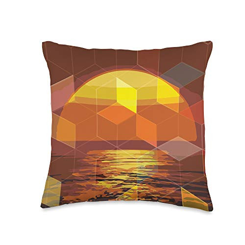 Travel Theme Decorative Pillows Camper Gift Women Camping Adventure Decorative Travel RV Camper Sunset Throw Pillow 16x16 Multicolor