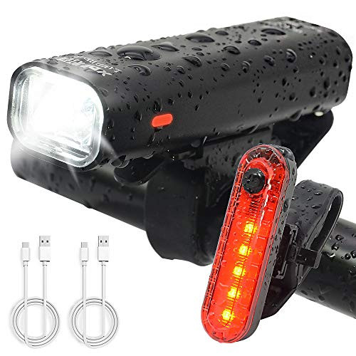 WitMoving Bike Light Set USB Rechargeable Bicycle Light Waterproof Bike Front Light,4 Modes Cycle Head &Tail Light for Road & Mountain Cycling