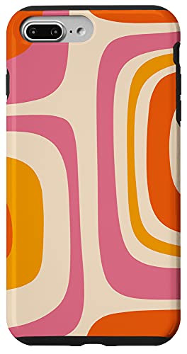 iPhone 7 Plus-8 Plus Mid Century Modern Retro Abstract Pattern in Pink and Orange Case