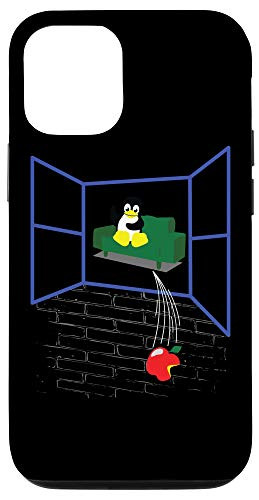 iPhone 12-12 Pro Linux Penguin Throws an Apple Through the Window Funny Case
