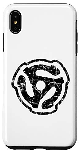 iPhone XS Max 45 rpm Record Adapter Outline -Vintage Black- Turntable Case