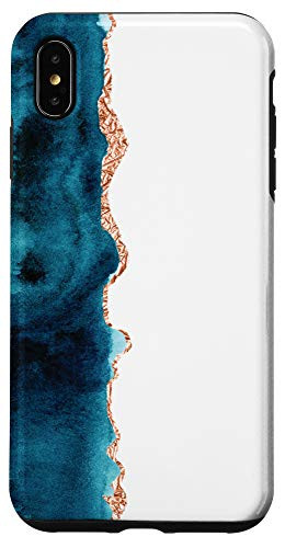 iPhone XS Max Unique Teal And Black Watercolor Stripe Paint Artistic Phone Case