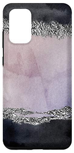Galaxy S20 plus Abstract Purple Black Silver Watercolor Paint Chic Phone Case