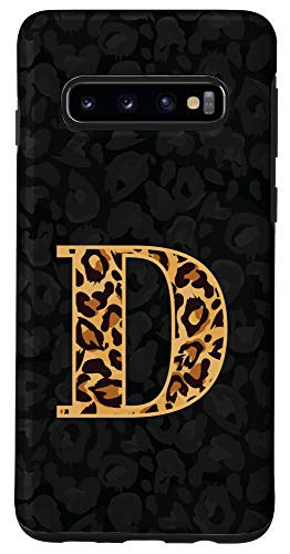 Galaxy S10 Cheetah Print Letter D Leopard Initial Women Girls Case