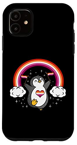 iPhone 11 Lesbian Penguin Orange Pink Lesbian Pride Case