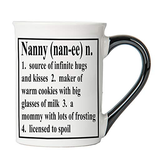 Cottage Creek - Nanny - Nanny Mug - Large 18 Ounce White Ceramic Coffee Mug With Black Handle - Nanny Gifts