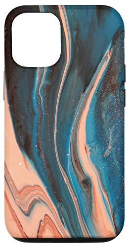 iPhone 12-12 Pro Blue and Tan Colored Paint Abstract Design Case