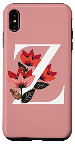 iPhone XS Max Monogrammed Z Letters Initials Names Floral Boho Chic Girl Case