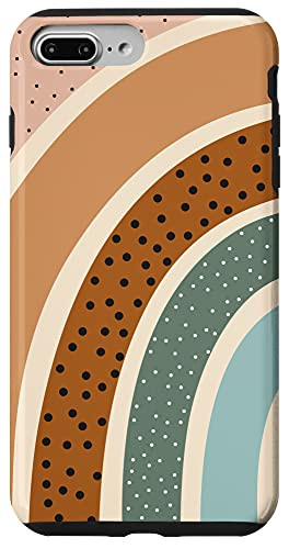 iPhone 7 Plus-8 Plus Boho Burnt Orange Half Rainbow With Polka Dot Pattern Case