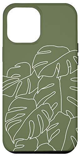 iPhone 12 Pro Max Monstera Leaf Botanical Tropical Plant Olive Khaki Green Case