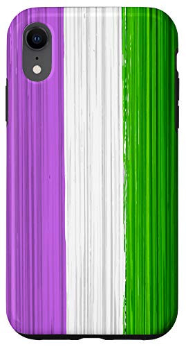 iPhone XR Genderqueer Pride Flag Paint Strokes Case