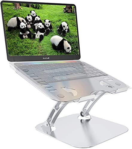 Laptop Stand Adjustable Aluminum Computer Stand with Heat-Vent Laptop Riser for Desk Compatible with MacBook Air Pro HP Lenovo Dell All 10-15.6 Laptops and Tablets -Silver-