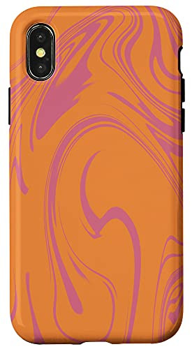 iPhone X-XS Liquid Modern Swirl Aesthetic Orange Pink Pattern Case