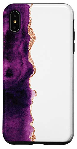 iPhone XS Max Chic Purple and Black Watercolor Stripe Paint Artistic Phone Case