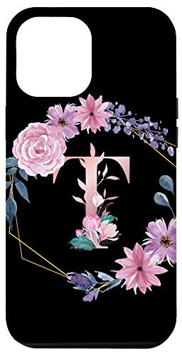 iPhone 12 Pro Max Personalized Floral Capital Monogram T Flower Initial Letter Case
