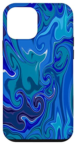 iPhone 12 mini Blue White Teal Abstract Paint Swirl Retro Pattern. Case