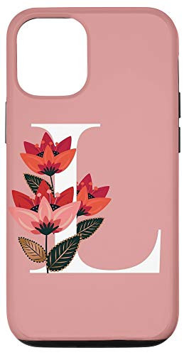 iPhone 12-12 Pro Monogrammed Letters L Initials Floral Boho Names Chic Girl Case