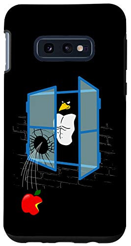 Galaxy S10e Linux Penguin Throws an Apple Through the Window Case