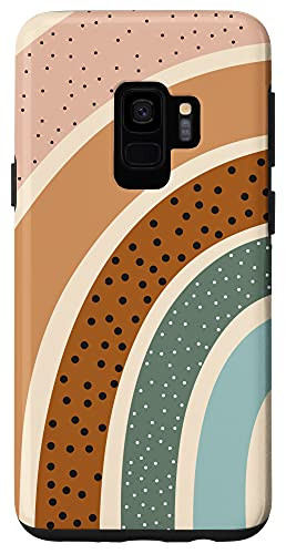 Galaxy S9 Boho Burnt Orange Half Rainbow With Polka Dot Pattern Case