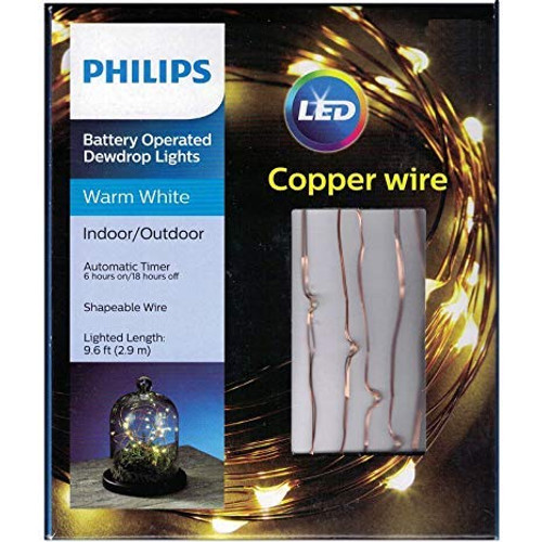 philip 30ct Christmas Battery Operated LED Dewdrop Fairy String Lights - Blue and Warm White