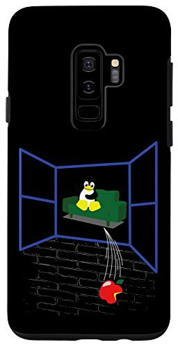 Galaxy S9 plus Linux Penguin Throws an Apple Through the Window Funny Case