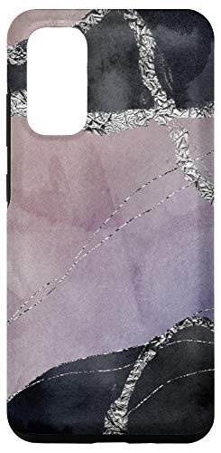 Galaxy S20 Abstract Purple Black Silver Watercolor Paint Preppy Phone Case