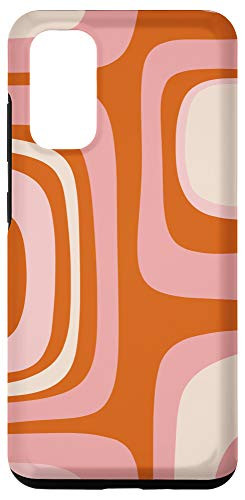 Galaxy S20 Mid Century Modern Retro Aesthetic Pattern Orange and Pink Case