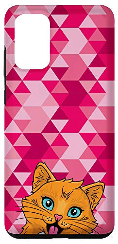 Galaxy S20 plus Happy Orange Cat Pink Triangle Camouflage Camo Pattern Case