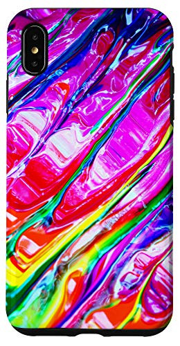 iPhone XS Max Rainbow Colored Paint Dripping into Abstract Designs Case