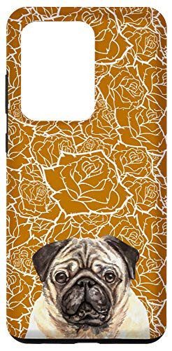 Galaxy S20 Ultra Pug Dog Rose Flower Orange  and  White Pattern Case