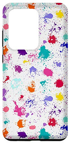Galaxy S20 Ultra Retro 80s Style Colorful Paint Splatter Pink Blue Orange Case