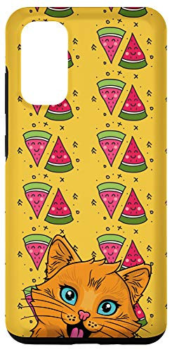 Galaxy S20 Happy Orange Cat Watermelon Watermillionaire Fruit Pattern Case