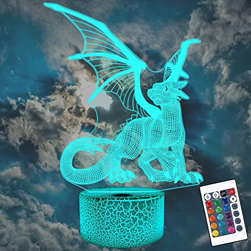 Lampeez Kids 3D Dragon Night Light Optical Illusion Lamp with 16 Colors Remote Control Changing Birthday Xmas Valentine's Day Gift Idea for Boys and Girls Lampeez Kids 3D Dragon Night Light Optical Illusion Lamp with 16 Colors Remote Control Changing Birthday Xmas Valentine's Day Gift Idea for Boys and Girls