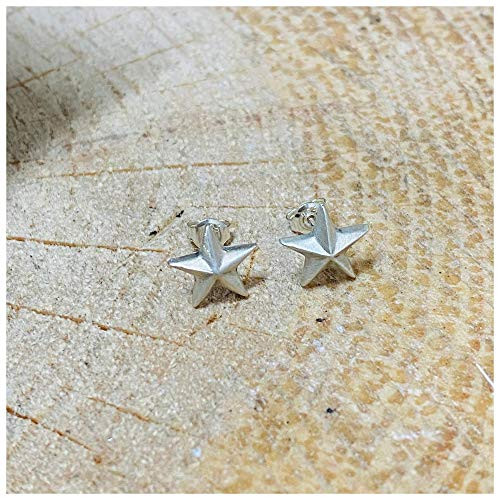 Simple Small Star Matte Finish 925 Sterling Silver Stud Earrings 12mm