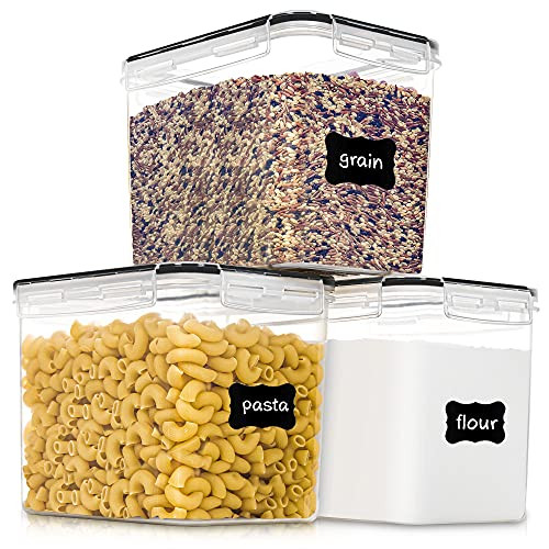 Medium Food Storage Containers with Lids Airtight 3.6L -121.7Oz for Flour Sugar Baking Supply and Dry Food Storage PantryStar 3PCS BPA Free Plastic Canisters for Kitchen Pantry Organization