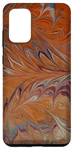 Galaxy S20 plus Colorful Ebru style Flow Art Abstract Pattern orange swirls Case