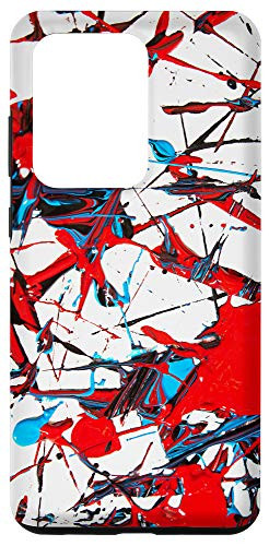 Galaxy S20 Ultra Trendy Red White Blue Jackson Paint Splatter Phone Case